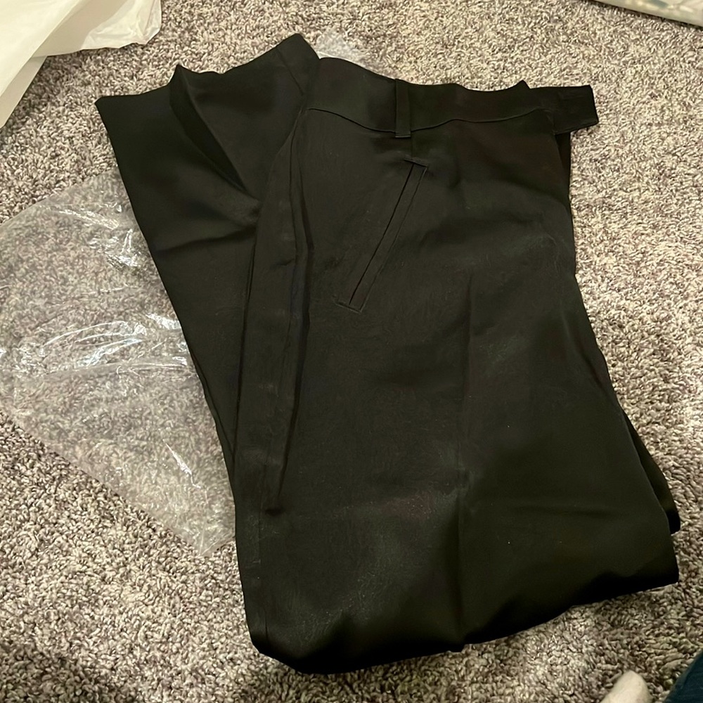 Guess jeans satin sheen deva cropped trouser black work dress pants size 12 new